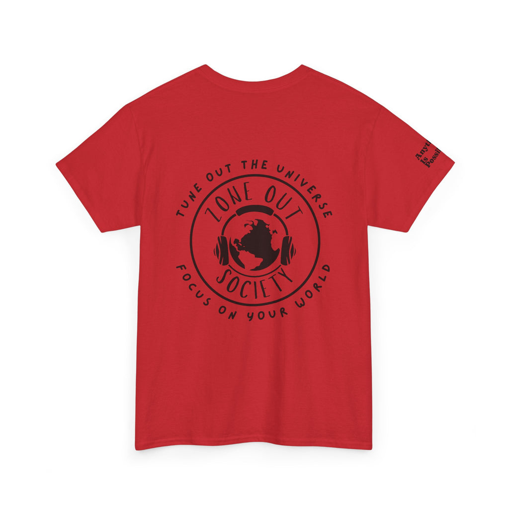 Tune Out The Universe Focus On Your World Black Logo Tee