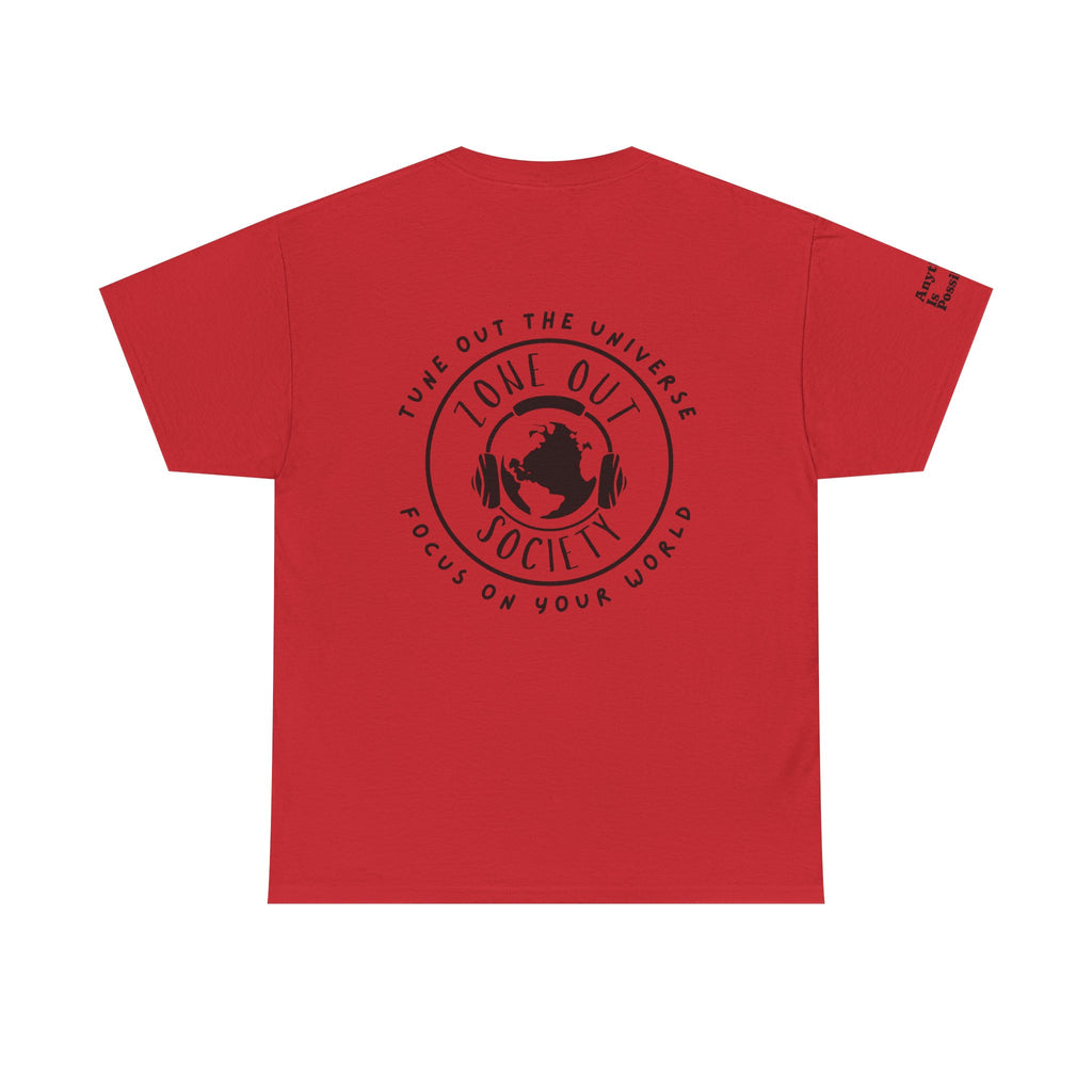 Tune Out The Universe Focus On Your World Black Logo Tee