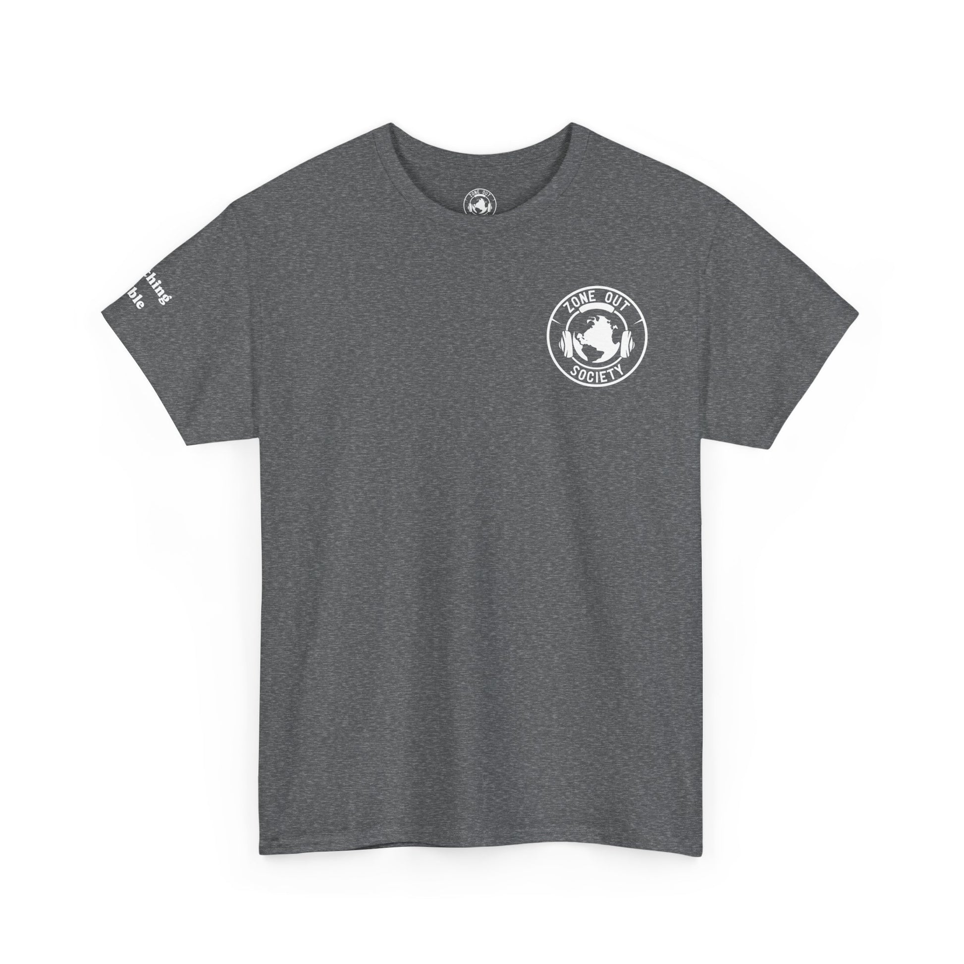 Tune Out The Universe Focus on Your World White Logo Tee
