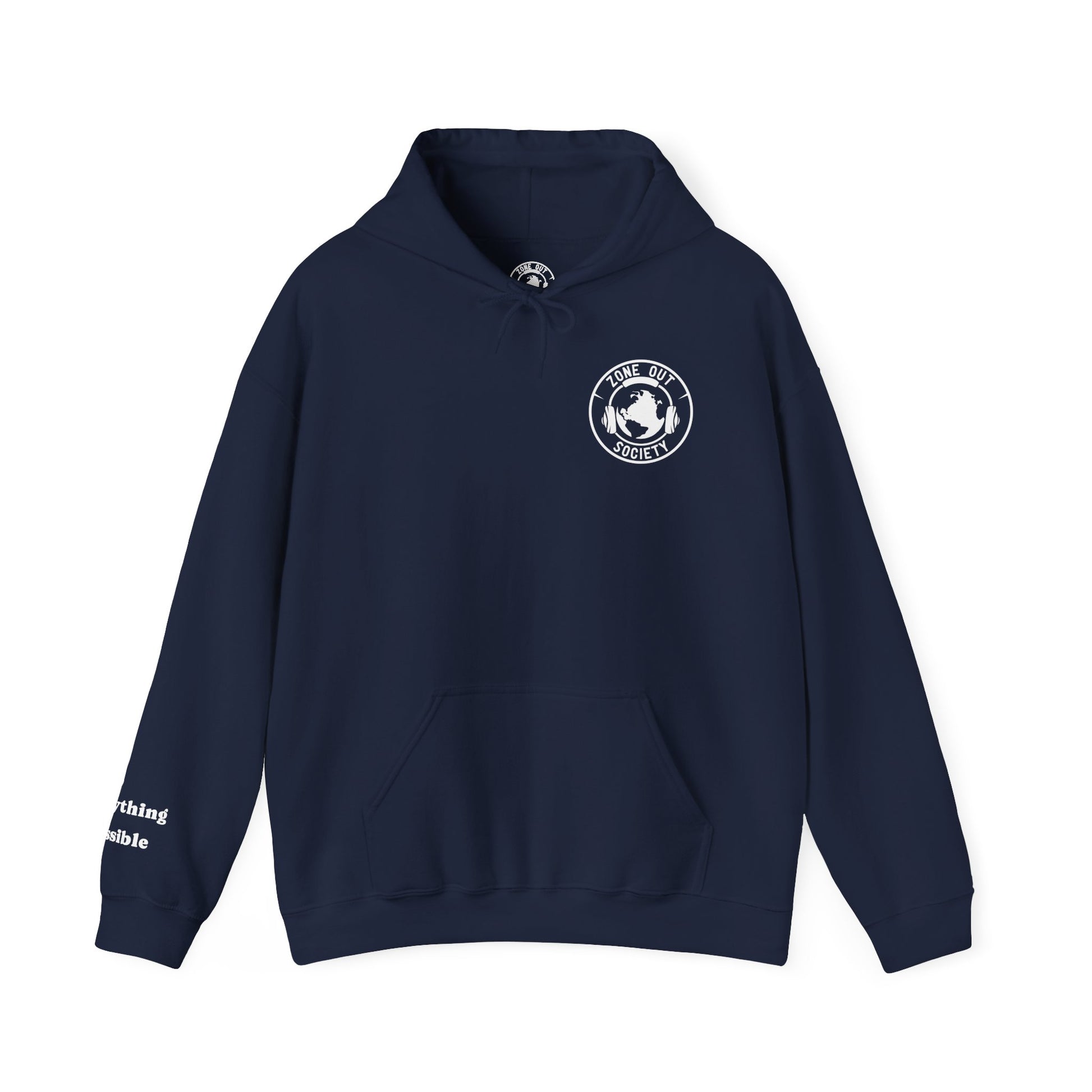 Tune Out The Universe Focus On Your World White Logo Hoodie