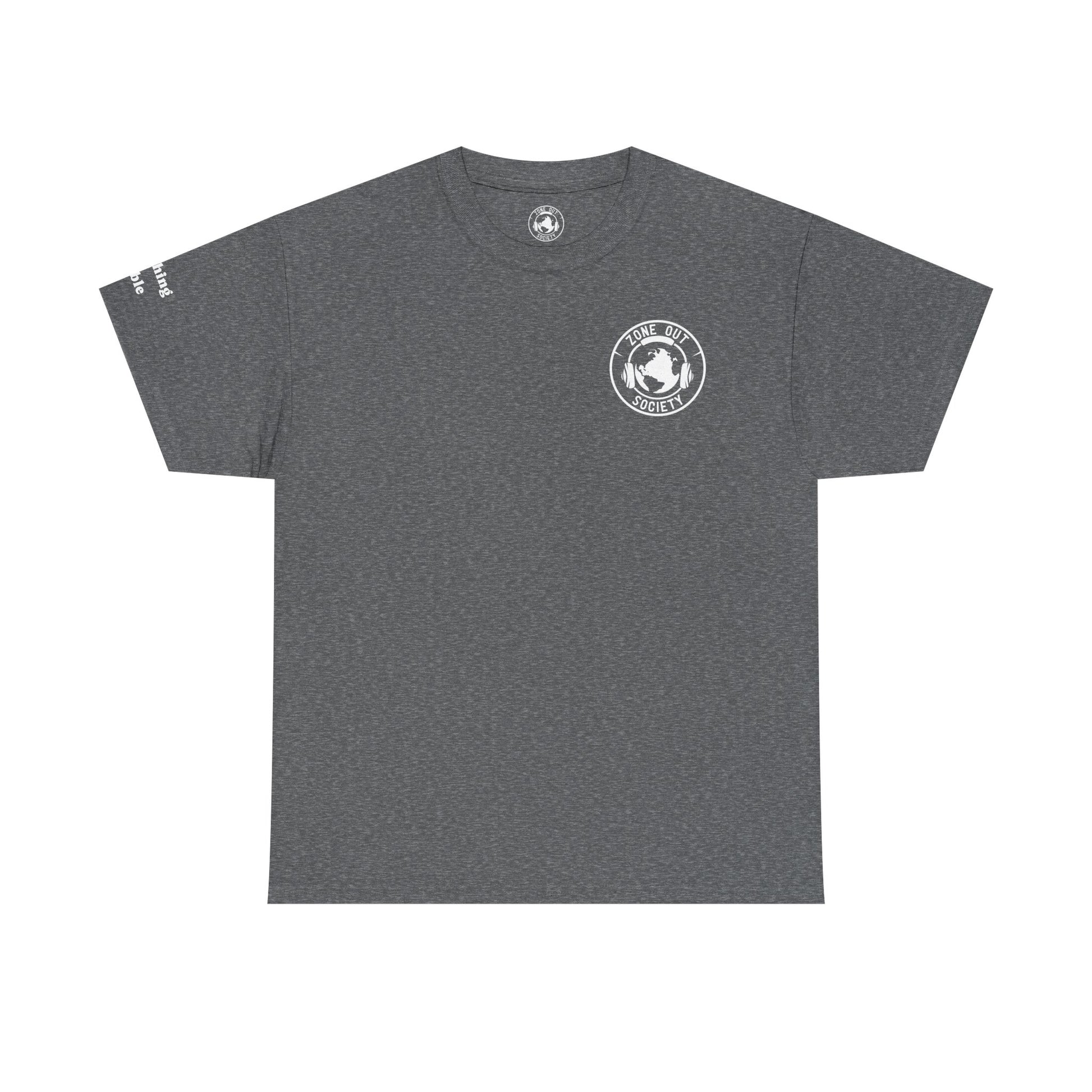 Tune Out The Universe Focus on Your World White Logo Tee