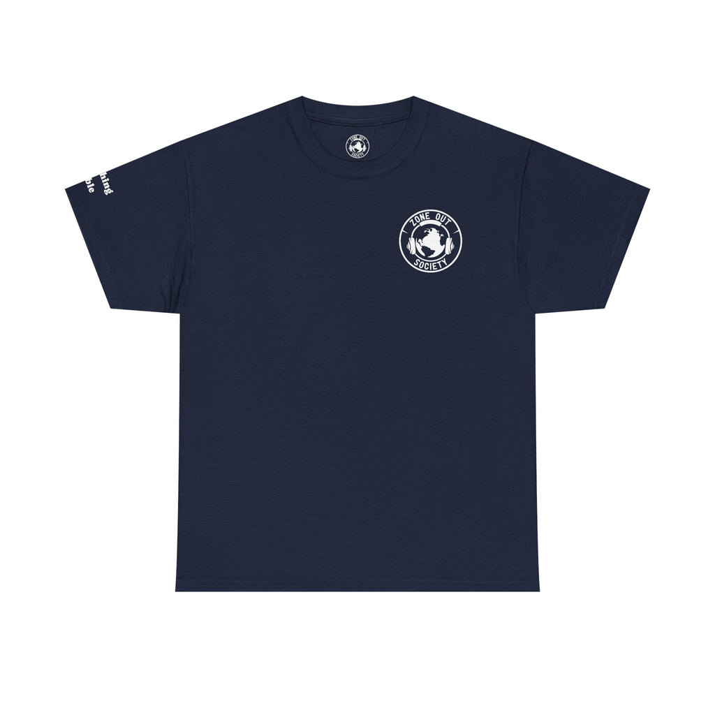 Tune Out The Universe Focus on Your World White Logo Tee