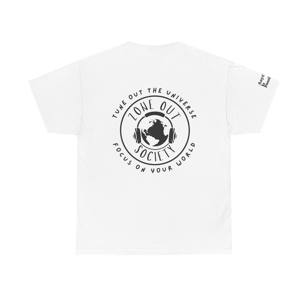Tune Out The Universe Focus On Your World Black Logo Tee