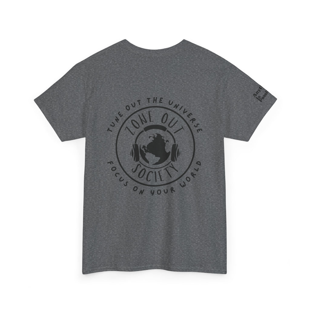 Tune Out The Universe Focus On Your World Black Logo Tee